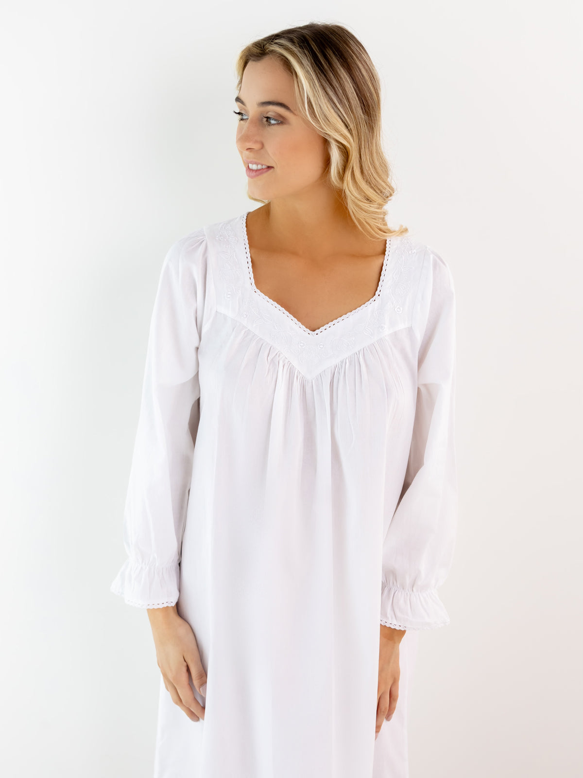Adelaide White Cotton Nightgown