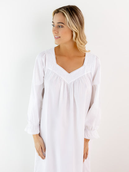 Adelaide White Cotton Nightgown