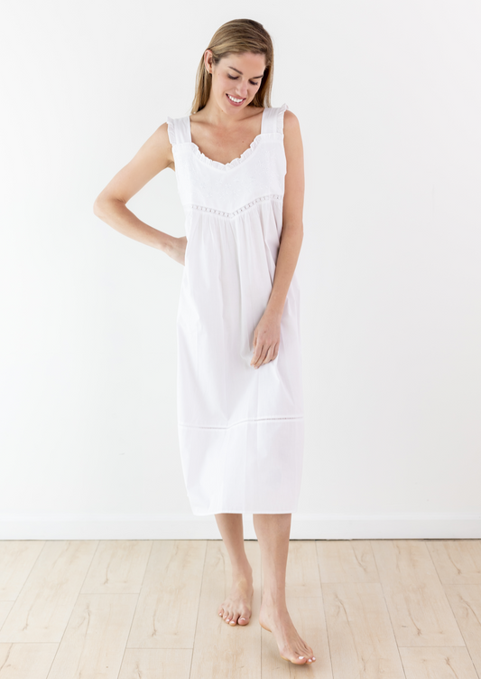 Cecily White Cotton Nightgown