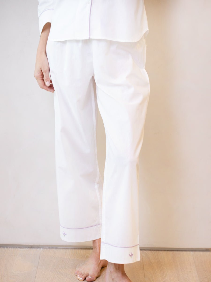 Luna White Cotton Pajamas