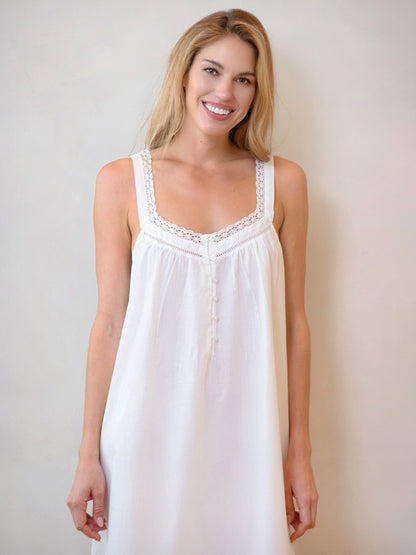 Hazel White Cotton Nightgown
