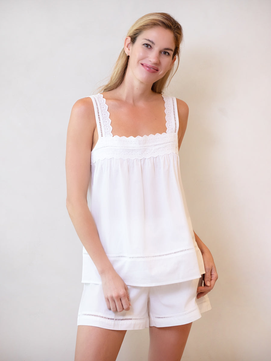 Poppy White Cotton Pajamas