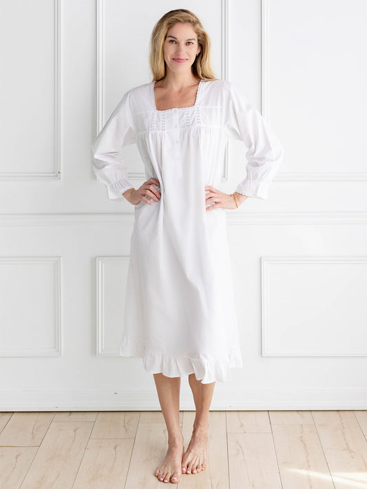 Tessa White Cotton Nightgown