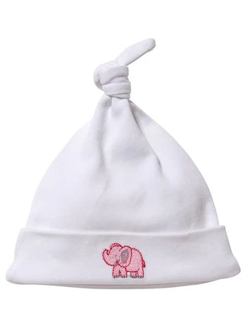 Knotted Baby Hat, Combed Cotton, Embroidered