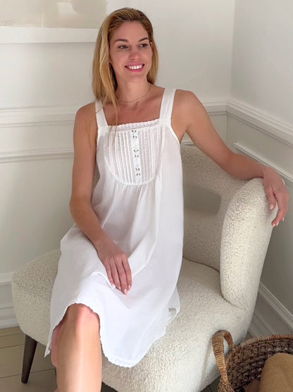 Everly White Cotton Nightgown