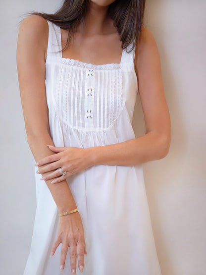 Everly White Cotton Nightgown