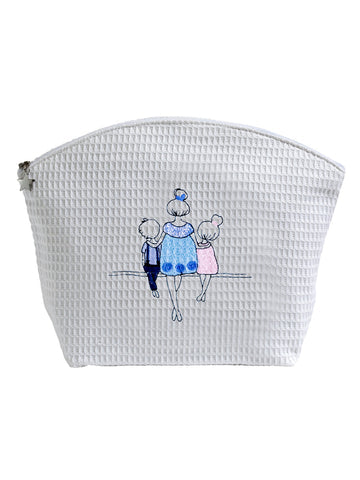 Cosmetic Bag (Large), Embroidered People