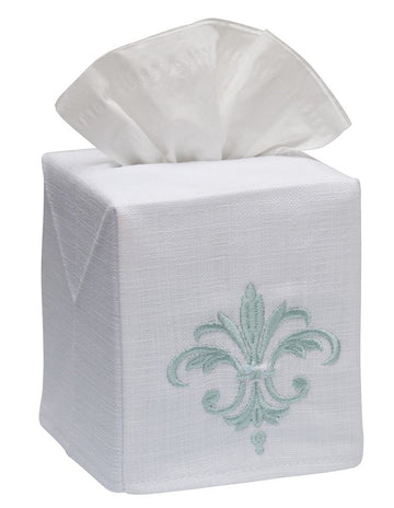 Tissue Box Cover, Embroidered Scrolls
