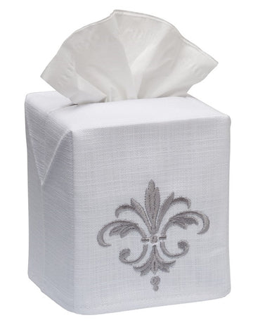 Tissue Box Cover, Embroidered Scrolls