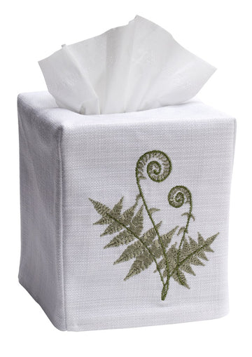 Tissue Box Cover, Embroidered Botanical