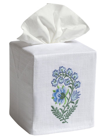 Tissue Box Cover, Embroidered Botanical