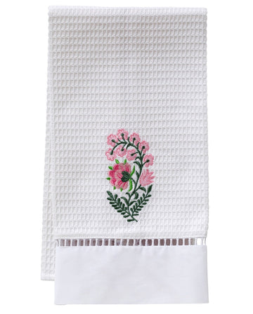 Guest Towel, Ladder Lace, Embroidered Botanical