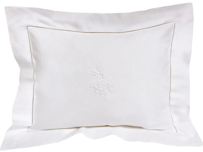 Boudoir Pillow Cover, Embroidered with Hem Stitch