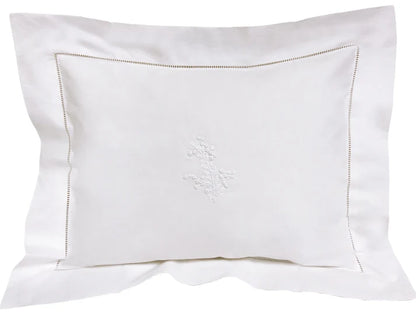 Boudoir Pillow Cover, Embroidered with Hem Stitch