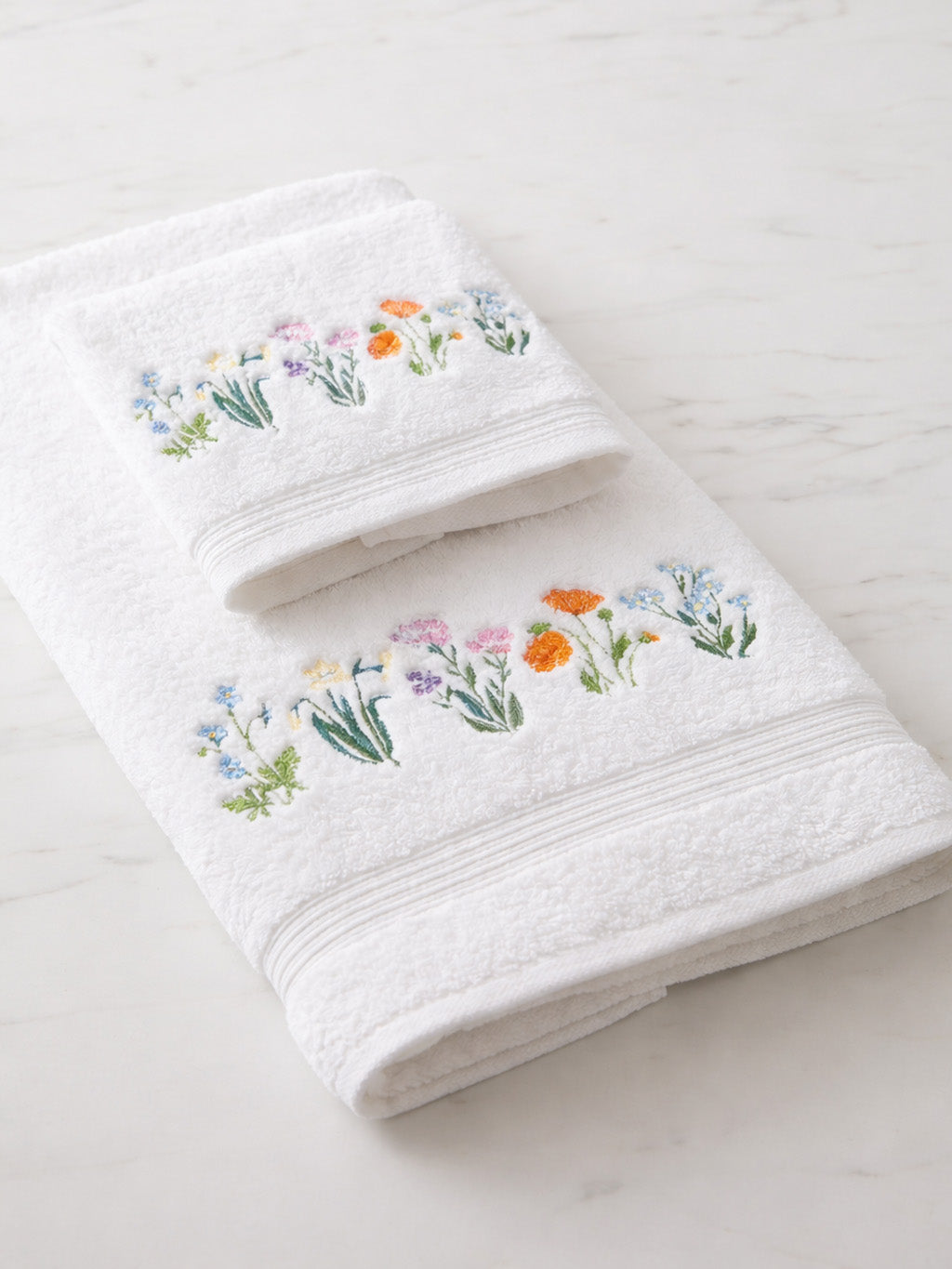 Guest Towel, Terry, Botanical Embroidered