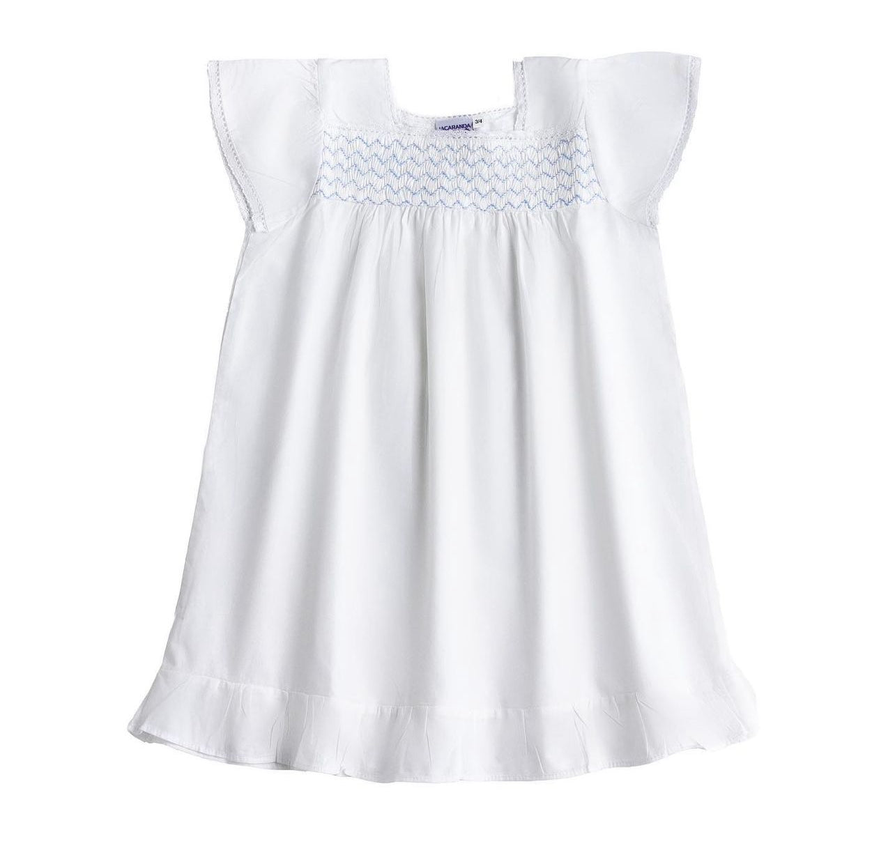 Amelia White Cotton Dress, Smocked