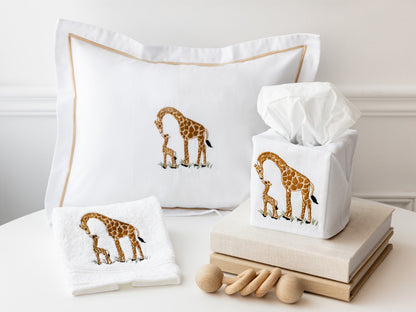 Guest Towel, Terry, Giraffe & Baby (Beige)