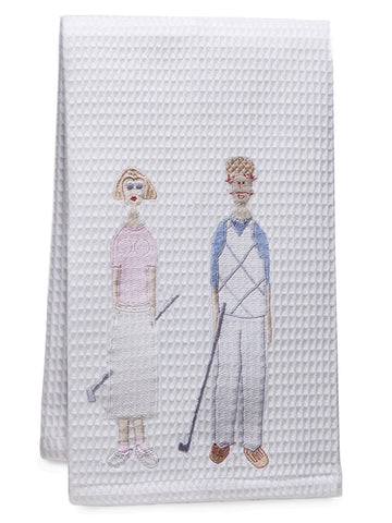 Guest Towel, Waffle Weave, Embroidered People