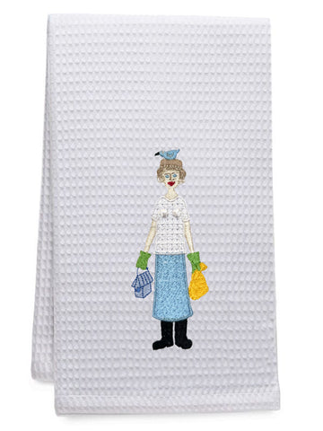 Guest Towel, Waffle Weave, Embroidered People