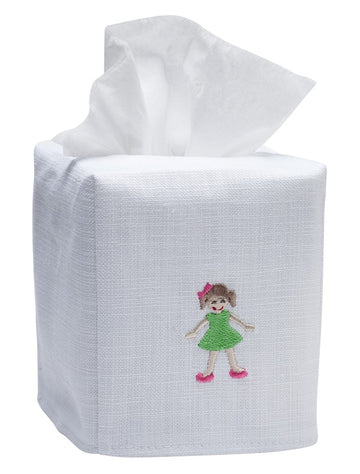 Tissue Box Cover, Embroidered Children