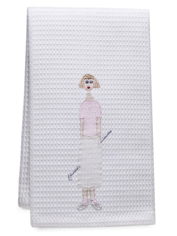 Guest Towel, Waffle Weave, Embroidered People