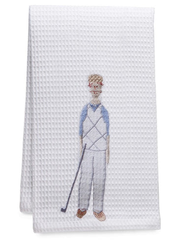 Guest Towel, Waffle Weave, Embroidered People