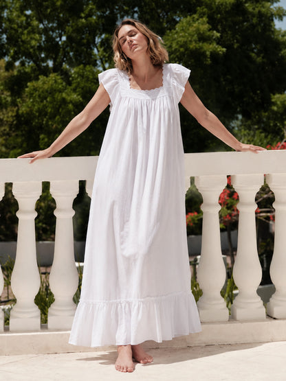 Genevieve White Cotton Nightgown
