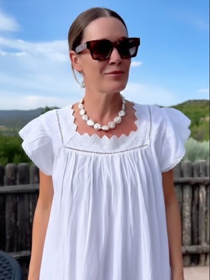 Genevieve White Cotton Nightgown
