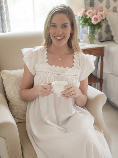 Genevieve White Cotton Nightgown