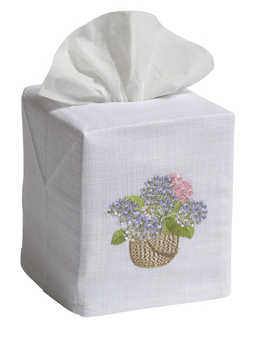 Tissue Box Cover, Embroidered Botanical