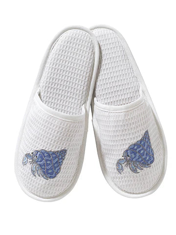 Slippers, Waffle Weave, Embroidered