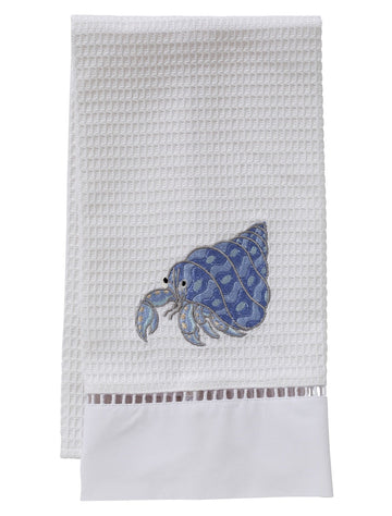 Guest Towel, Ladder Lace, Embroidered Sea Life