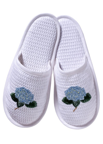 Slippers, Waffle Weave, Embroidered