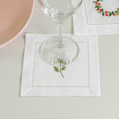 Hand Embroidered Cocktail Napkins – Set of 4