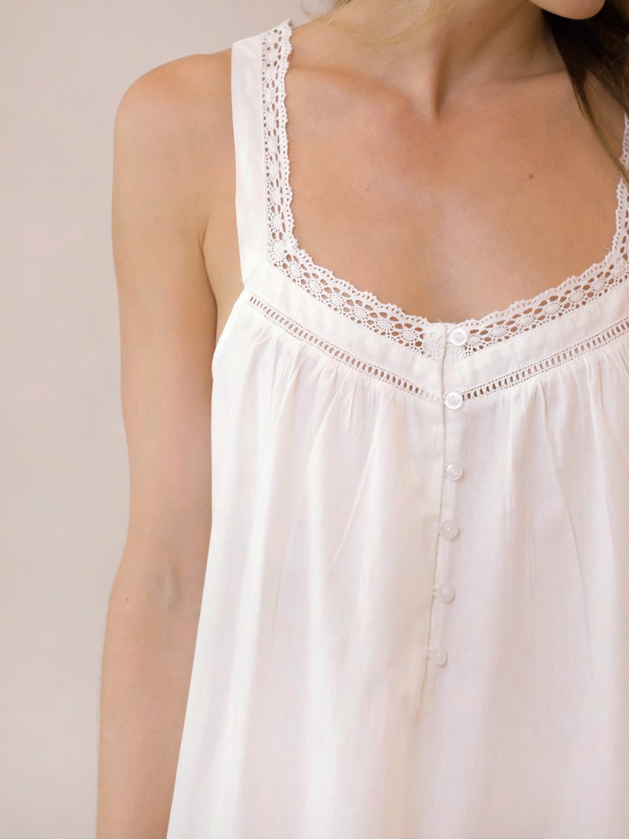 Hazel White Cotton Nightgown