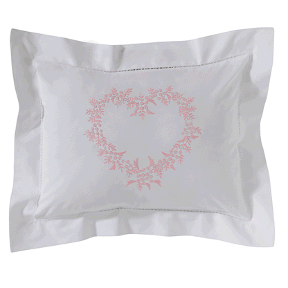 Boudoir Pillow Cover, Embroidered with Hem Stitch