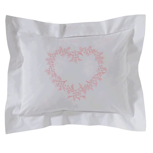 Boudoir Pillow Cover, Embroidered with Hem Stitch