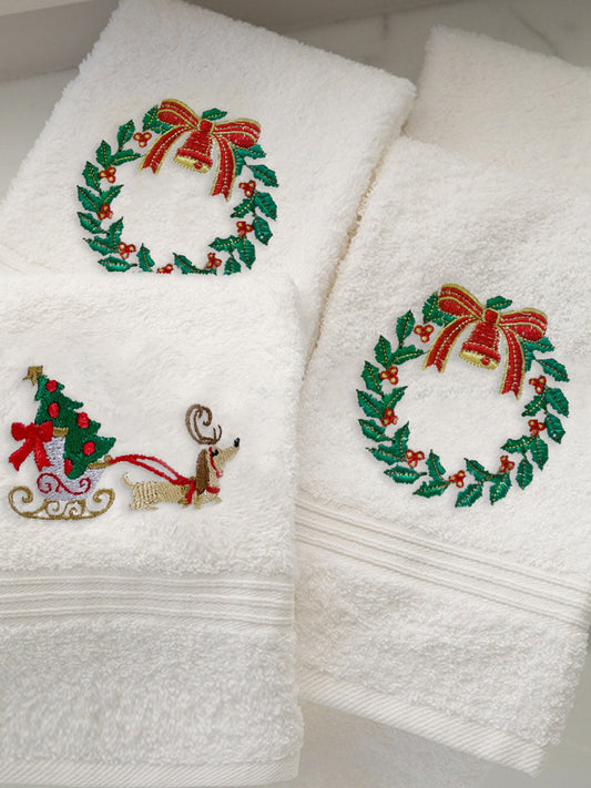 Guest Towels, Embroidered, Holiday