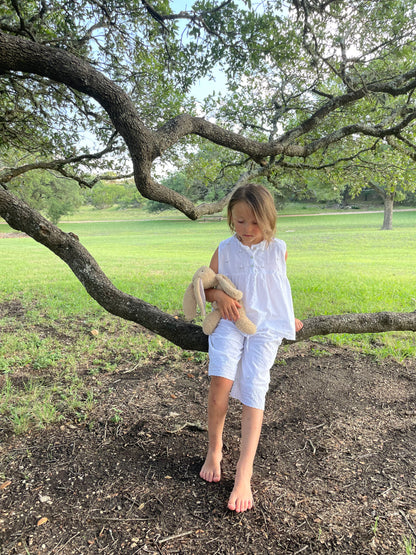 Rosie White Cotton Girls 2-Piece Pants Set, Embroidered