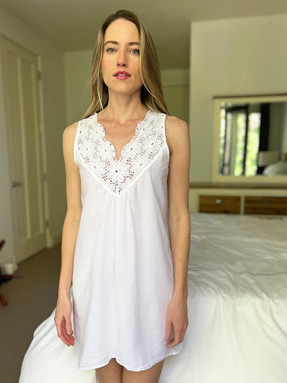 Ivy White Cotton Nightgown