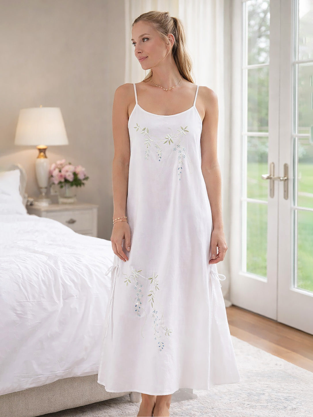 Jane White Cotton Nightgown