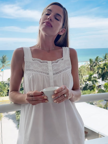 Jennifer White Cotton Nightgown