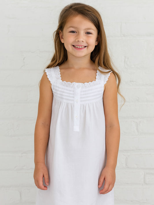 Jessie White Cotton Dress, Ruffle