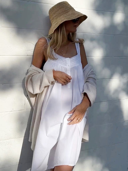 Joy White Cotton Nightgown