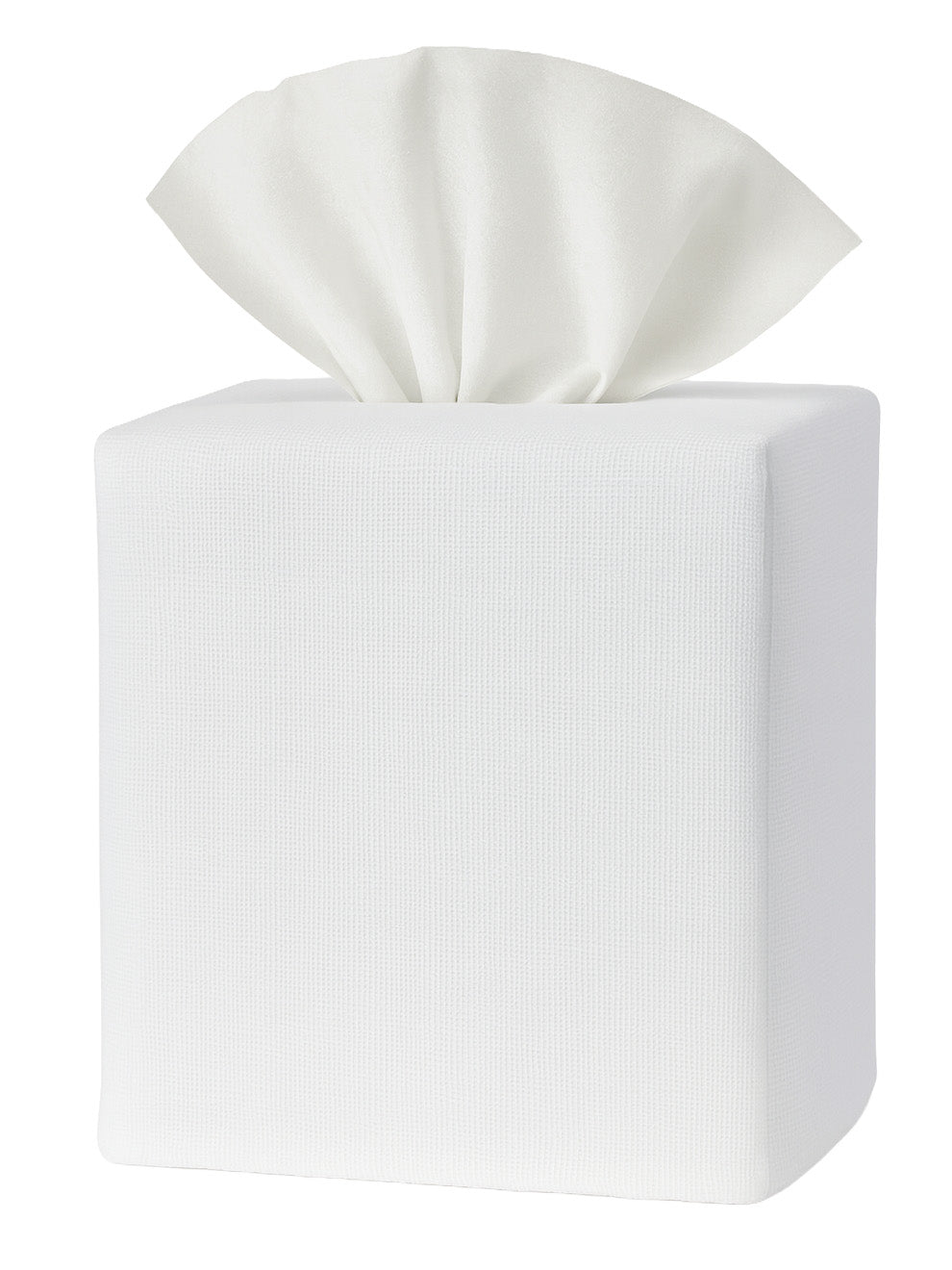 Tissue Box Cover - White Linen, Double Lined, Square Opening, No Embroidery