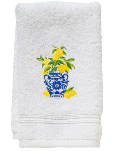 Guest Towel, Terry, Embroidered Chinoiserie
