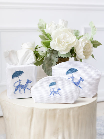 Tissue Box Cover, Leopard & Umbrella (Blue)