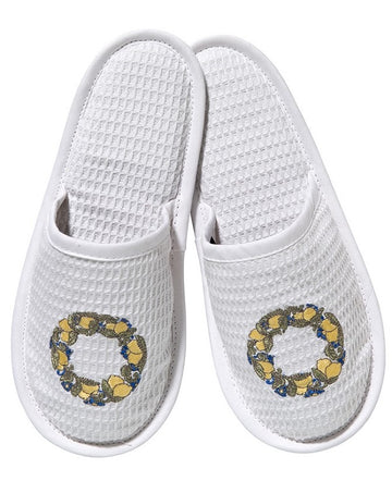 Slippers, Waffle Weave, Embroidered