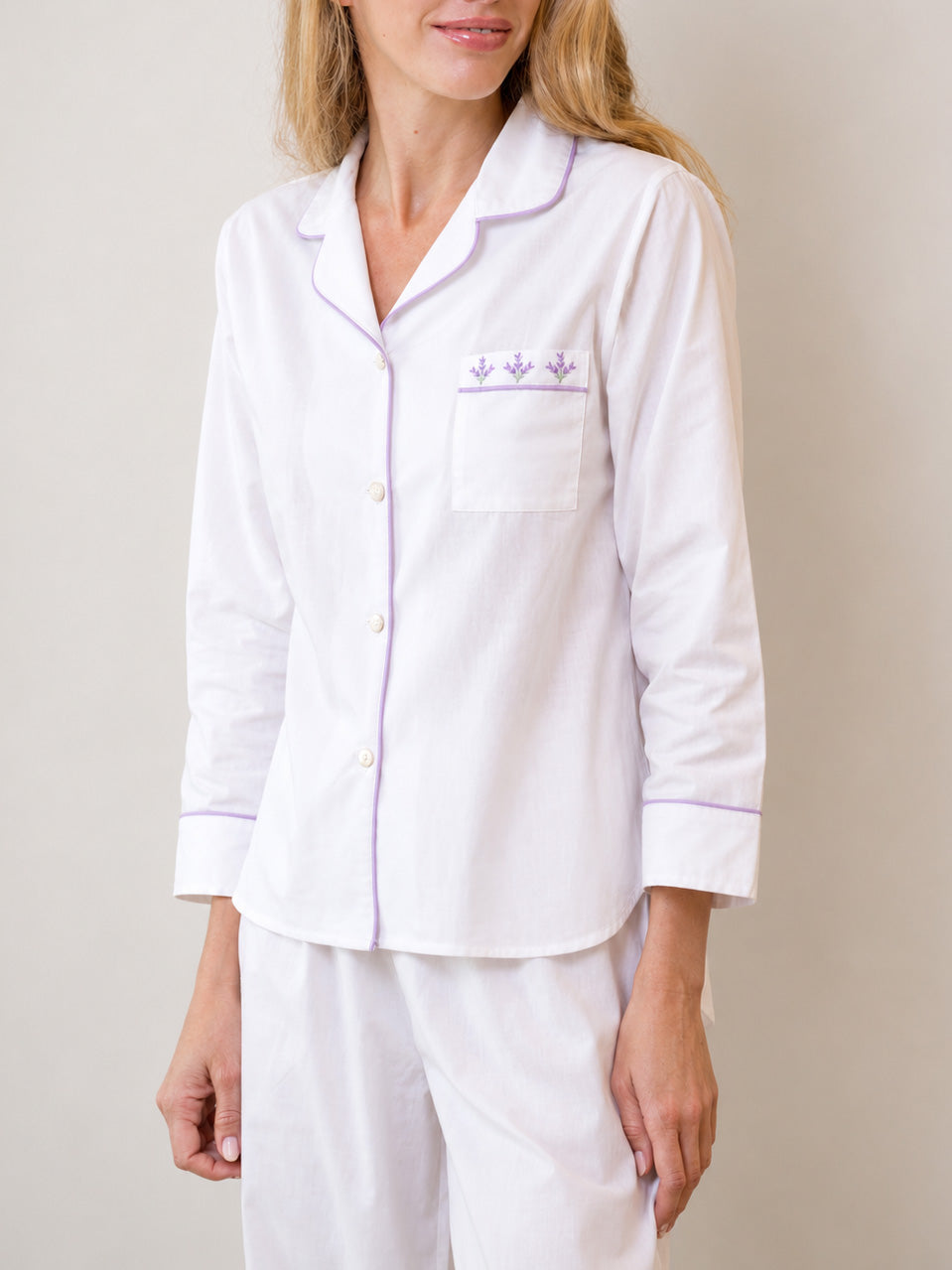 Luna White Cotton Pajamas