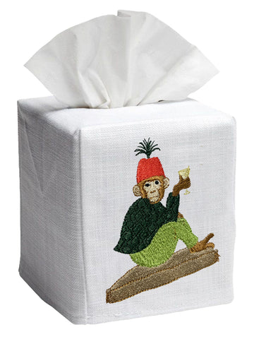 Tissue Box Cover, Embroidered Chinoiserie
